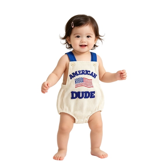WAYUTE Independence Day Toddler Baby Boy Clothes 4th of July Romper Bodysuit with US National Flag Embroidery Summer Casual Outfit Sets