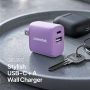 Powertek 20W USB-C PD + 18W USB-A Dual Port Wall Charger, Two-Tone Pastel, Purple