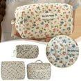 thumbnail image 2 of Clerance! Corduroy Pastoral Floral (Cosmetic Bag) Corduroy Pastoral Floral Octagonal Bag Cosmetic Bag Fresh And Sweet Wash Bag Portable Quilted Soft Storage Bag, 2 of 5