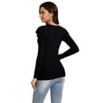 thumbnail image 5 of LadybranchBlack Long Sleeves Shirts for Women V Neck Sexy Ribbed Casual Tshirt Slim Fitted Trendy Tops Blouses(Large,Pure Black）, 5 of 10