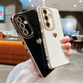 thumbnail image 3 of Samsung Galaxy S23 FE 5g 6.4" Phone Case with Luxury Electroplate Cute Side Love Heart Cover Full Camera Protection Soft Silicone Anti-Fingerprint Shockproof Cover Bumper (Black), 3 of 12