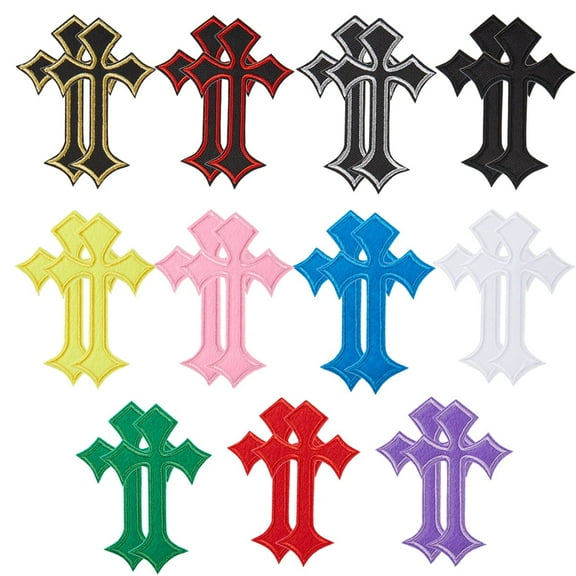 33pcs Cross Embroidered Patches Iron on Applique Ironing Badges Sewing Patch for Clothes Cross Medieval Gothic Sewing Patches Appliques for Clothing Jeans Fabric Dress Hat B