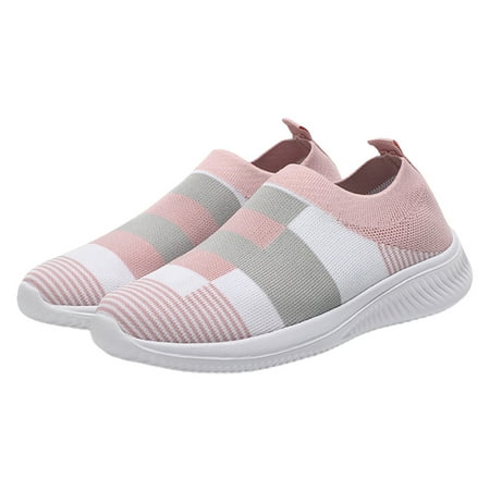 

huanledash 1 Pair Flat Shoes Soft Sole Slip on Breathable Flat Platform Anti-skid Walking Lightweight Sneakers Women Walking Shoes Daily Wear