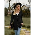 thumbnail image 3 of Women's brushed pit striped solid color long-sleeved cardigan jacket for women, 3 of 6