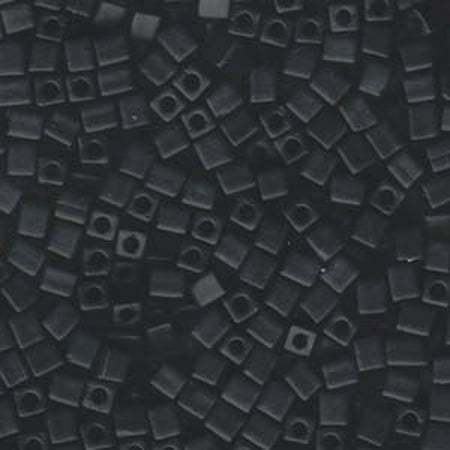 20 Grams Black Opaque Matte Miyuki 4mm Square Cube Glass Seed, Loose