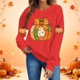 thumbnail image 4 of Ynynloco Women's Pumpkin Graphic with Bow Sweatshirts Crewneck Casual Fall Long Sleeve Tops, 4 of 7