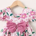 thumbnail image 4 of PINQI Baby Midi Blouse Girls Short Sleeves Flower Bow Tie Top Summer Print T-shirt Blouse Tops Casual Clothes for 0 to 18 Months, 4 of 7
