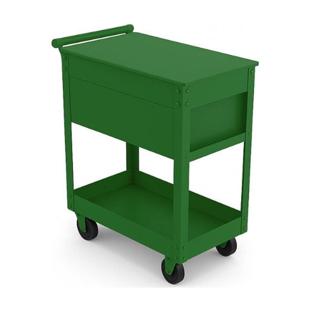 Hyper Tough 28-Inch Steel Tool Cart with Drawer, 500 lb Load Capacity, Green Powder-Coated