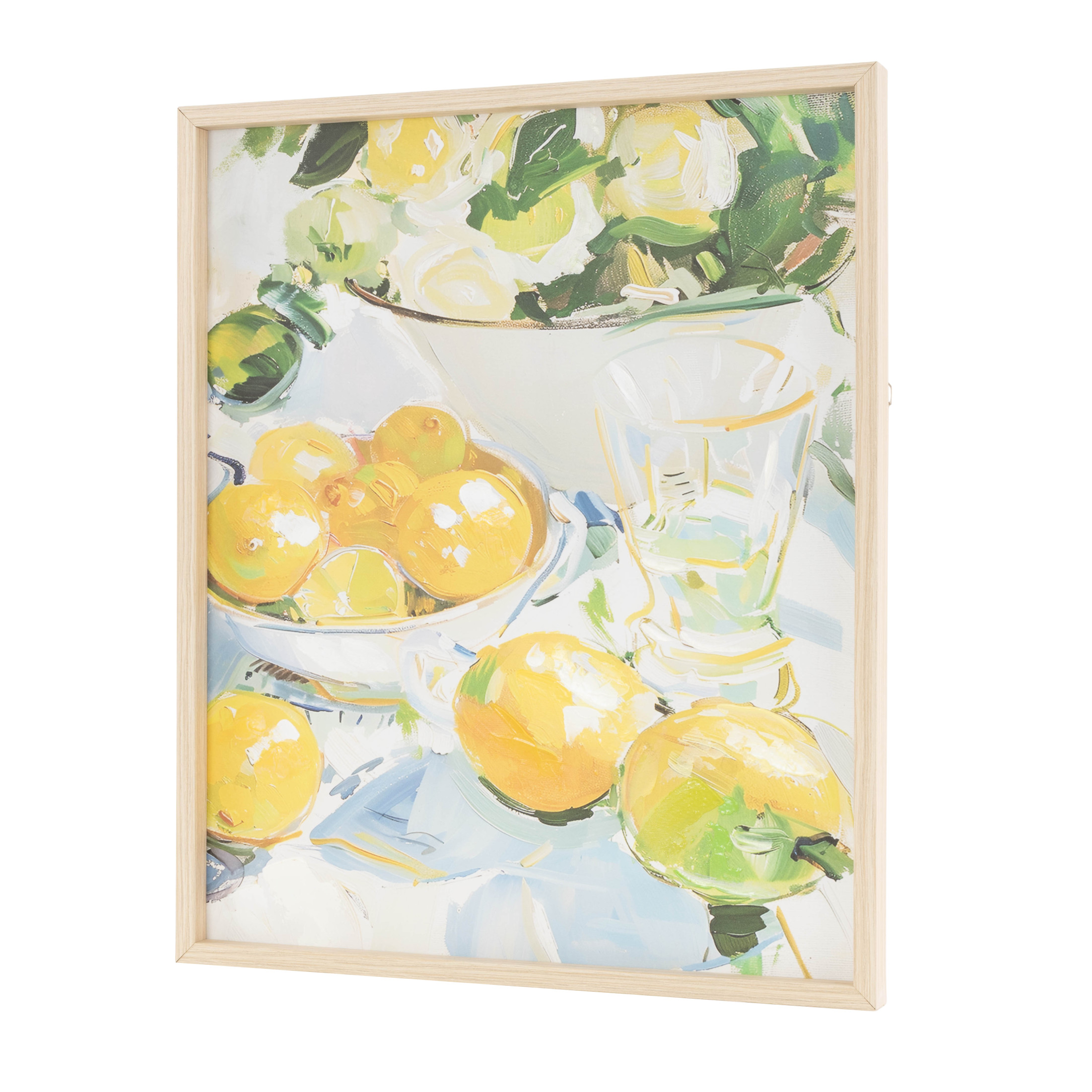 24" x 20" Lemon Fruit Framed Wall Art with Light Brown Frame, by DecMode