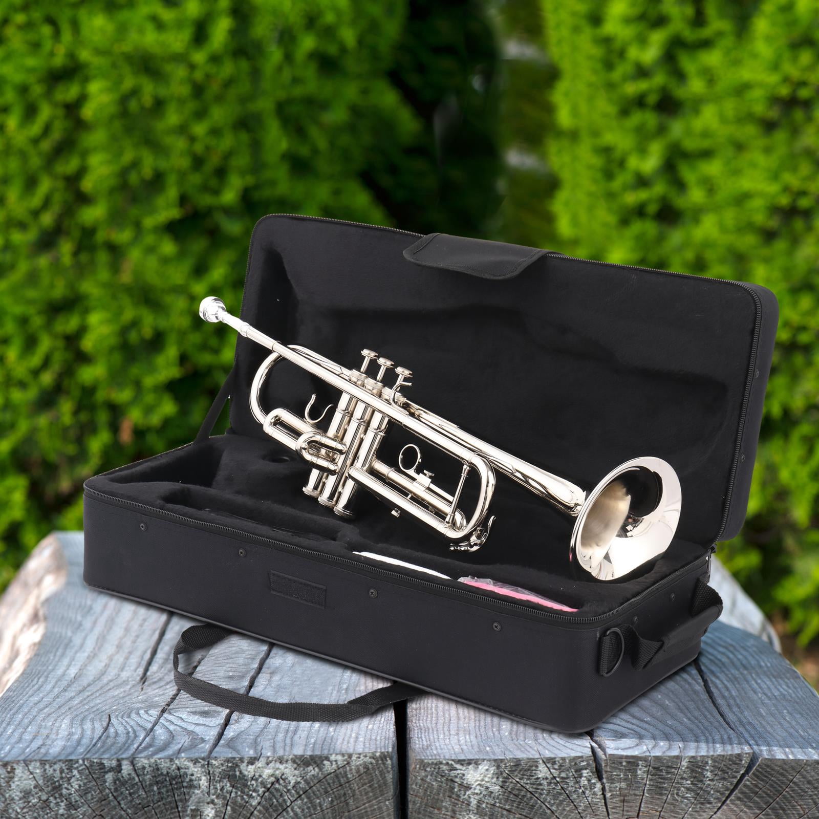 UBesGoo B Flat Silver Bb Trumpet for Concert Band with Case