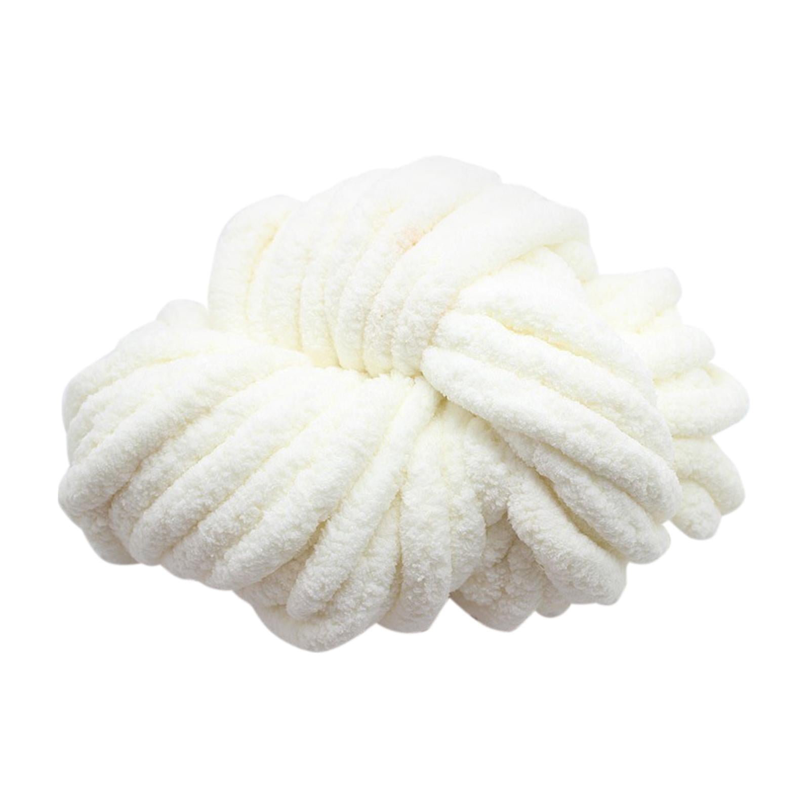 Abbraccia Chunky Chenille Yarn for Crocheting, Bulky Thick Yarn for Knitting,Super Bulky Chunky Yarn for Hand Knitting Blanket Milky White