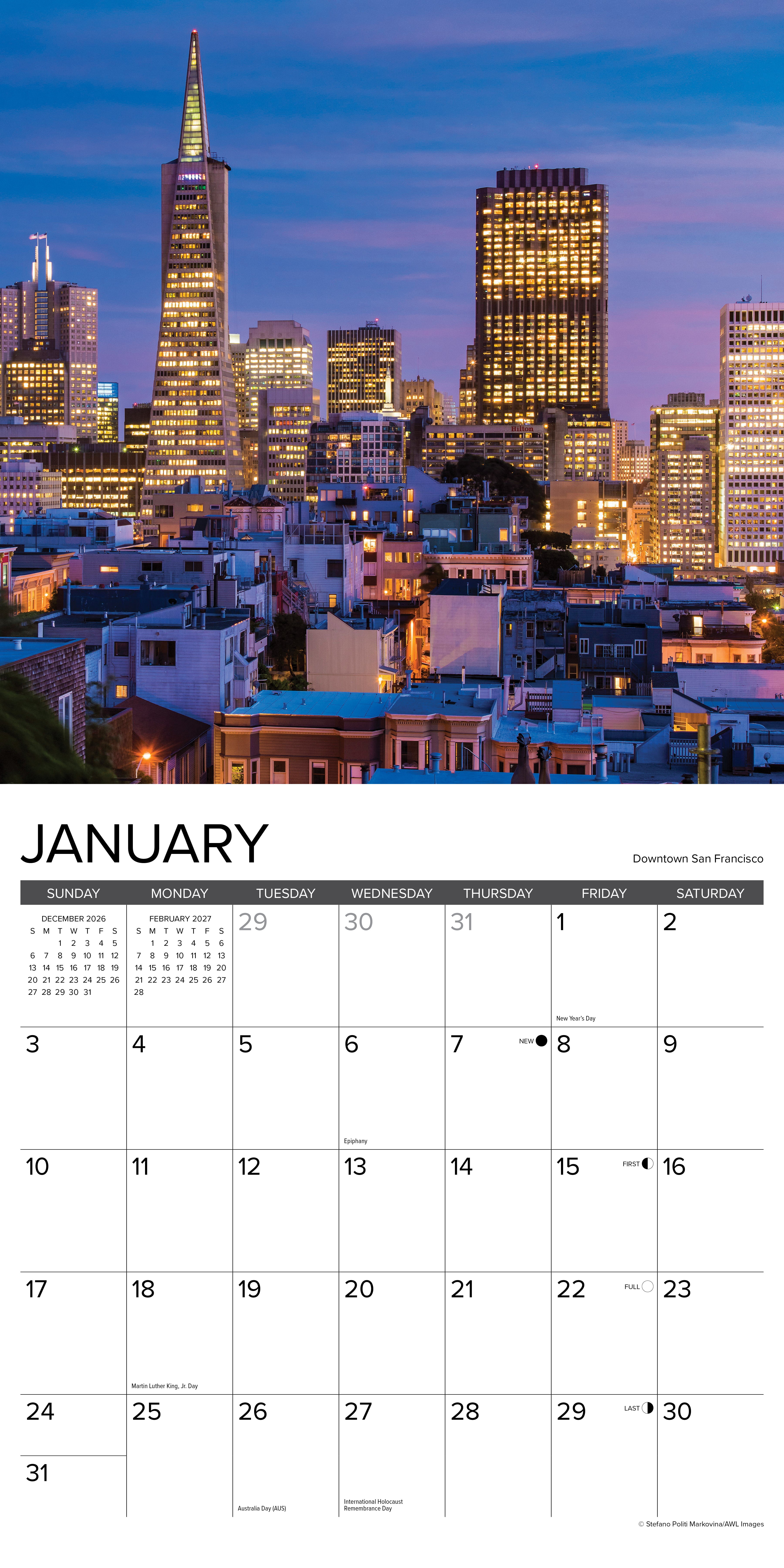 Willow Creek Press, San Francisco 2027 Wall Calendar