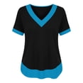 thumbnail image 4 of ClodeEU Women's V-Neck Color Block Short Sleeve T-Shirt,Casual Loose Fit Top Blue,Women's Plus L, 4 of 9