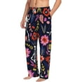 thumbnail image 2 of Easygdp Dancing Skeletons Floral Garden Men's Pajama Pant, Sleep Elastic Waistband Lounge Pants - Medium, 2 of 9