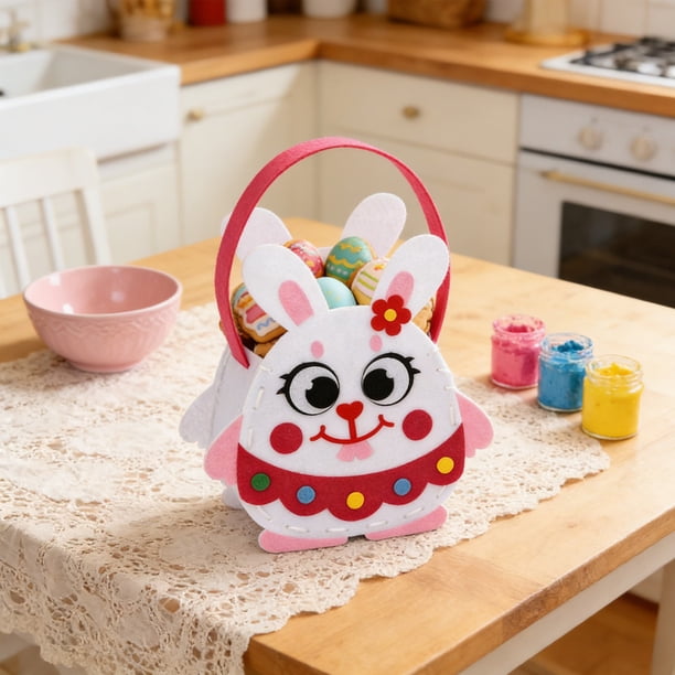 Decoraciones de Pascua, adornos de Pascua, regalos de Pascua, kit de costura para niños, bolso sensorial, kit de monedero DIY para principiantes, arte imaginativo para el desarrollo de la motricidad f