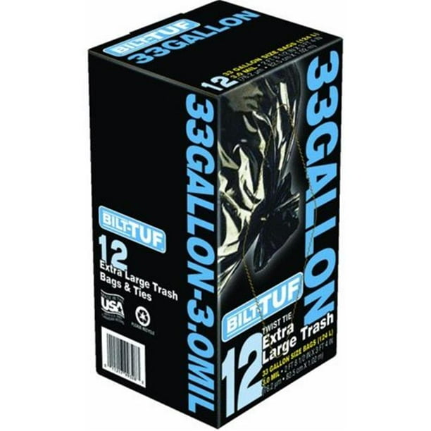 Presto Products GKL042925 Contractor Bags, Black 33 gal & 3 ml 12