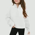 thumbnail image 2 of TOWED22 Girls Half Zip Sweatshirt Long Sleeve Tops Quarter Zip Pullover Sweatshirts for Teen Girls Trendy Preppy Clothing(White,140/9-10years), 2 of 4