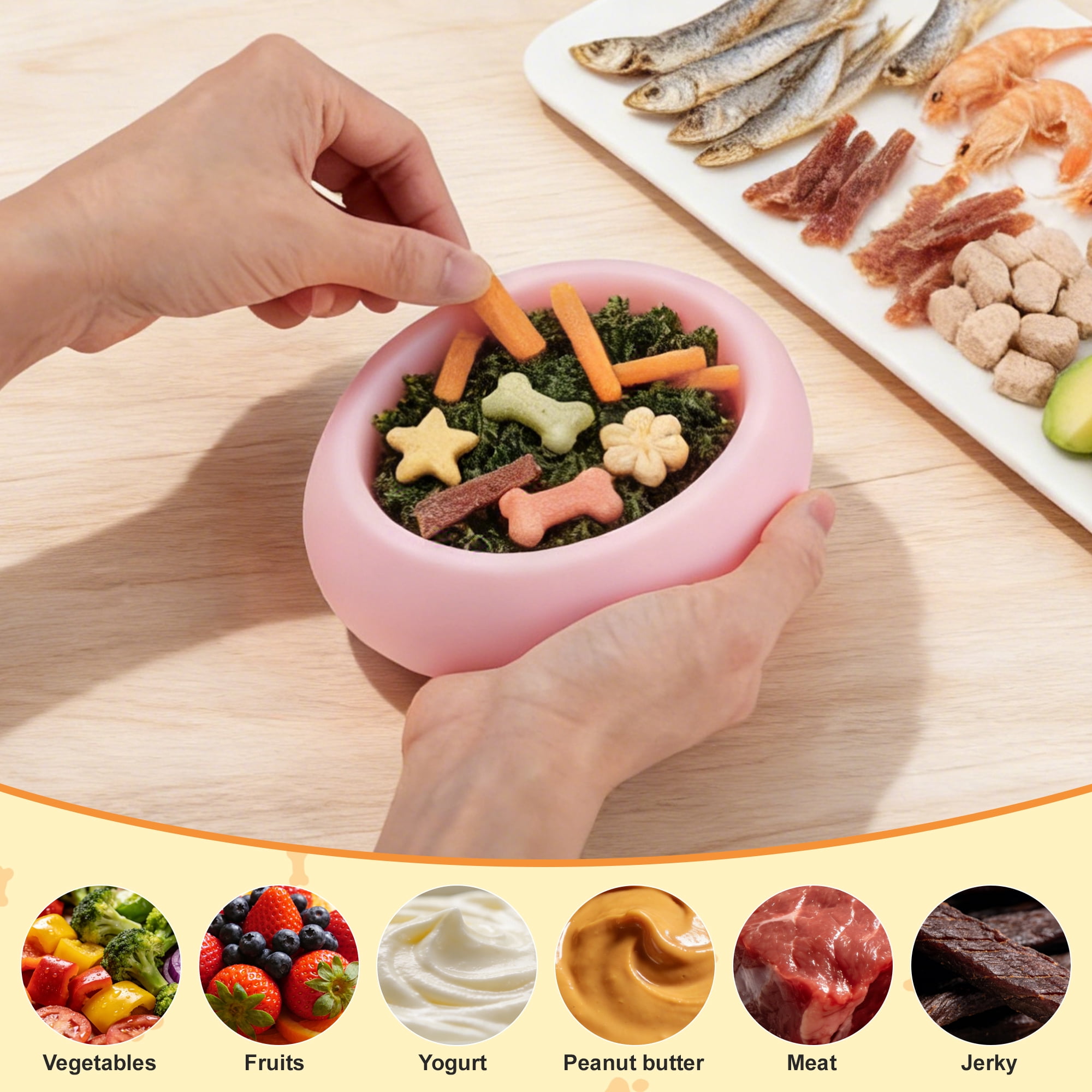 Unique Bargains Dog Enrichment Toys Durable Silicone Interactive Engagement Slow Feeder Dog Bowls Pink