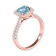 thumbnail image 4 of Mauli Jewels Rings for Women 0.95 Carat Diamond And Cushion Cut Aqumarine 4-prong 10K Rose Gold, 4 of 7