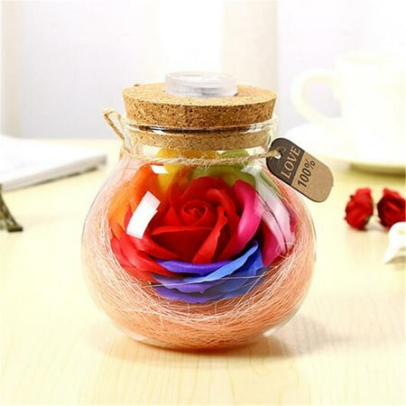 Glass Flower Tubes - Marsin Handmade Valentine's Day Gifts Preserved Rose Flower in Glass Dome w/ LED Lights