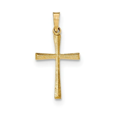 14k Yellow Gold Textured and Polished Latin Cross Pendant