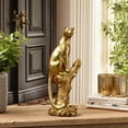 thumbnail image 2 of House of Avana Gold Resin Leopard Figurine on Tree Stump Elegant Home Decor, 2 of 4