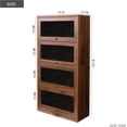 thumbnail image 2 of 4-Tier Walnut Bookcase Storage Cabinet, Closed Back Glass Doors Office Storage Compartment, Floor-to-Ceiling Low Cabinet Bookshelf Against Wall Dustproof Bookshelf for Bedroom, Living Room and Office, 2 of 8