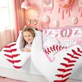 thumbnail image 3 of Meiyoeat Cute Sprinkle Baseball Twin Comforter Sets for Boys Girls Kids, Ice Cream Monogram H Bedding Set, Pink Red, Pink Reversible, 2-Piece, 3 of 6