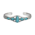 thumbnail image 1 of SIfdSeng Boho Vintage Turquoise Engraved Openwork Geometric Bracelet Open Adjustable Bracelet Silver Bracelets for Women Friendship Bracelets Bulk Initial Bracelets for Women Sterling Silver, 1 of 8