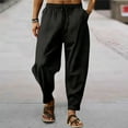 thumbnail image 2 of GLESTORE Mens Elastic Waist Pants Mens Lounge Pants with Pockets Summer Casual Black L, 2 of 3