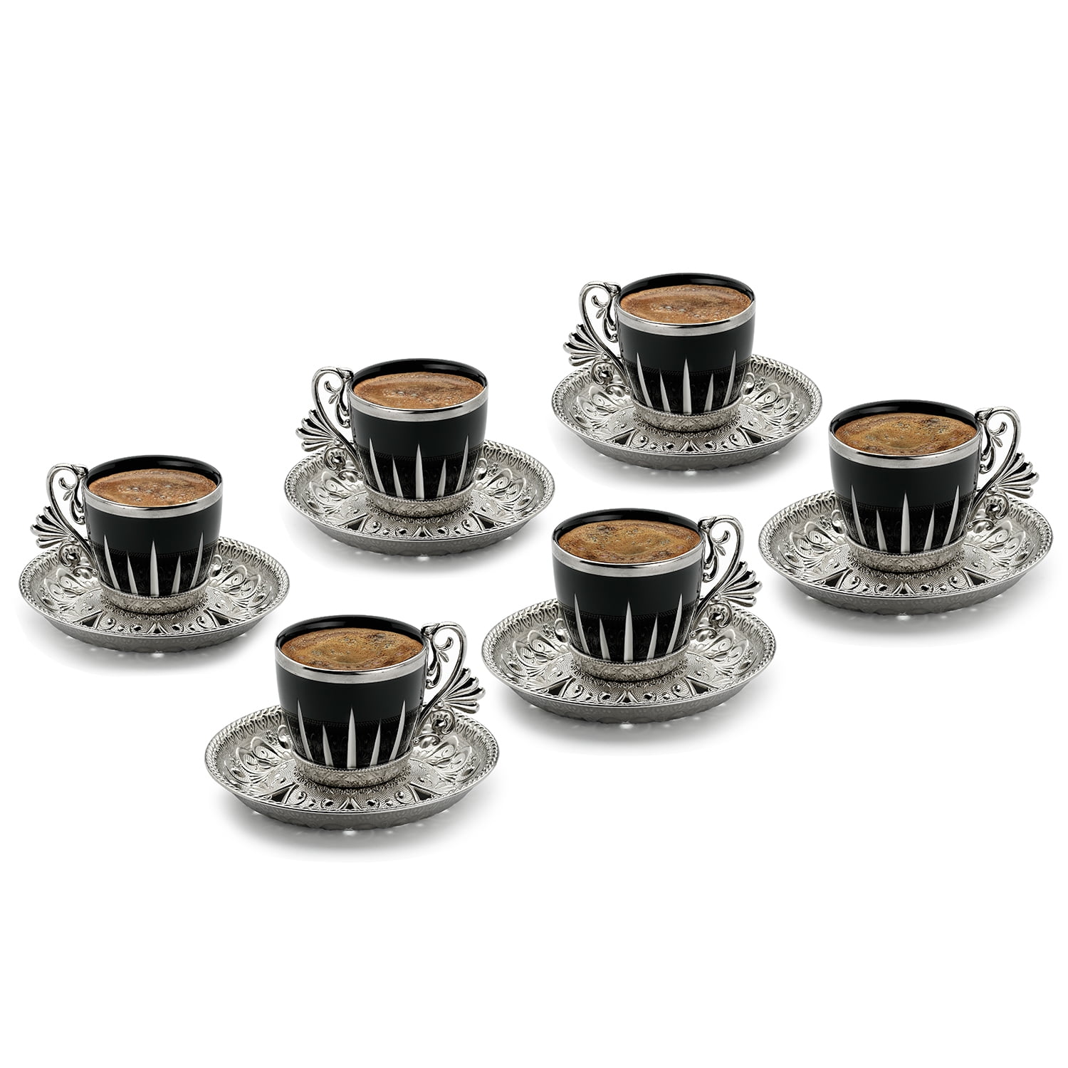 Turkish Espresso Coffee Cups Set 6 Pieces Bohemia Ceramic Coffee Mug  Drinking Cup with Handle for