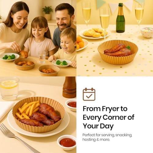 125 Pcs Round Air Fryer Liners 8 Inch - Disposable Airfryer Basket - Non-Stick & Oil Proof Baking Liner for Oven Pan - Air Fryer Paper for Baking, Roasting Microwave