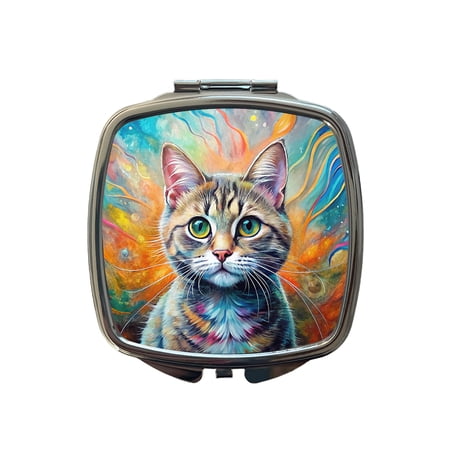 Munchkin Cat Abstract Art Travel Makeup Handbag Purse Small Pocket Compact Mirror