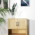 thumbnail image 4 of Mid-Century Modern 4-Door Storage Cabinet With Woven Rattan Doors Natural Finish Adjustable Shelves Storage, 4 of 11