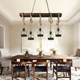 thumbnail image 5 of Arturesthome Pendant Lights Kitchen Island Kitchen Light Fixtures Rustic Dining Room Light Fixture with 5 E26 Bulb Sockets Black Metal and Wood Beam Chandelier Ceiling Pendant Light Fixtures, 5 of 8