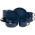 thumbnail image 1 of 10 Strawberry Street Wazee Matte 16 Pc Coupe Dinnerware Set, Midnight Blue, 1 of 8