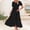 Black, variant on Xihbxyly Dress for Women Summer Boho Solid Print Off the Shoulder Long Dress Leisure Slim Fit Short Sleeve Beach Dress