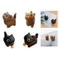 thumbnail image 2 of Wooden Carved Cats Figurine with Bright Eye Wood Kitten Miniature Sculpture Collectible Ornament for Home Office Decors, 2 of 8