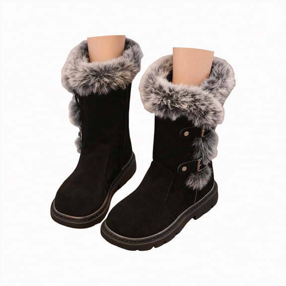 Gvdentm Girl Kids Winter Shoes Girls Ankle Boots Kids Comfortable Slip On Booties for Toddler Little Kid Big Kids Toddler Winter Shoes Boys(Black,2)