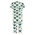 thumbnail image 5 of Garbnen Women Valentine Pajamas Set V Neck Capri Pants and Short Sleeve Top Heart Print Loungewear Sleepwear with Pockets, 5 of 7