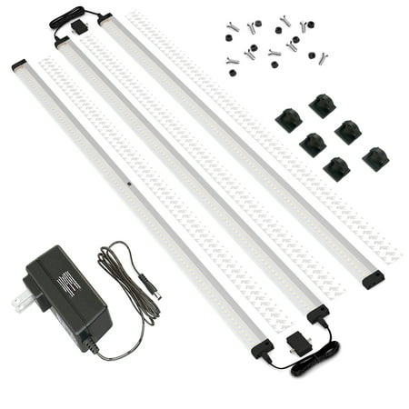EShine 3 Panels 40 Inch Extra Long LED Dimmable Under Cabinet Lighting Kit! Hand Wave Activated - Touchless Dimming Control, Cool White