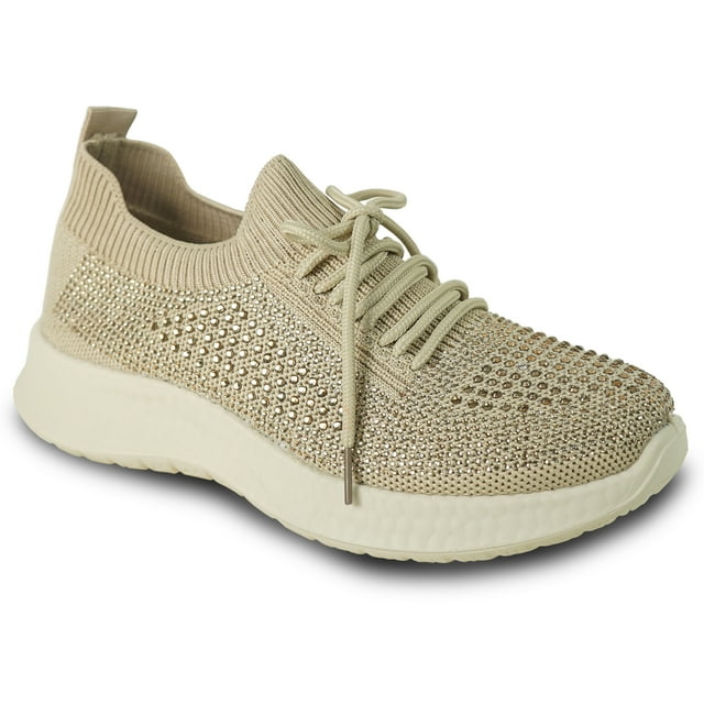 kozi Femmes Espadrilles Mode Confortables à Talon Compensé à Enfiler Mocassin YQ3260 avec Semelle Intérieure Amovible Or