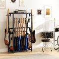 thumbnail image 2 of Guitar Stand, Guitar Rack for Acoustic Holder, Electric Guitar, Bass, Multiple Guitar Rack Holder for Guitars, Guitar Amp Accessories, for Home Music Studio, Black, 2 of 18
