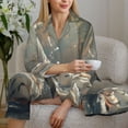 thumbnail image 6 of Kdxio Forest Meditating White Tiger Women's Pajama Sets Long Sleeve Button Down Sleepwear Nightwear Soft Pjs Lounge Sets-Small, 6 of 7