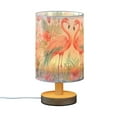 thumbnail image 2 of Flamingo and Flowers Bedside Table Lamp LED Warm Lights with USB Charging Port Retro Cylinder Desk Lamps, 2 of 7