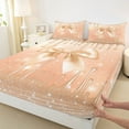 thumbnail image 3 of Feelyou Kawaii Bowknot Orange Bed Sheets, Fashion Sequin Print King Sheets, Teens Kids Girls Women Sheet Set, Microfiber Bedroom Decor, 4-Piece, 3 of 7