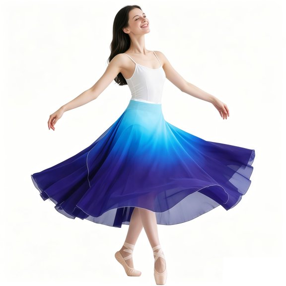 1 Pack Wrap Skirt for Women and Girls, Flowy Long Dance Skirt, Chiffon Sheer Overlay, Elastic Waistband, Stretch Fit, and Dance Wear