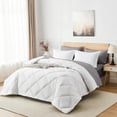 thumbnail image 2 of Flymme King Size Comforter Sets White,7 Pieces Bed in a Bag King Quilted Diamond Complete Bedding Sets with Comforter, Sheet, Pillowcases & Shams, 2 of 8
