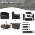 thumbnail image 6 of Grezone 15 Pieces Patio Furniture Set with Fire Pit Table, All Weather Outdoor Sectional PE Rattan,Patio Conversation Sets Cushions & Black-glass Coffee Table for Garden Lawn Balcony Porch Deck,Black, 6 of 13
