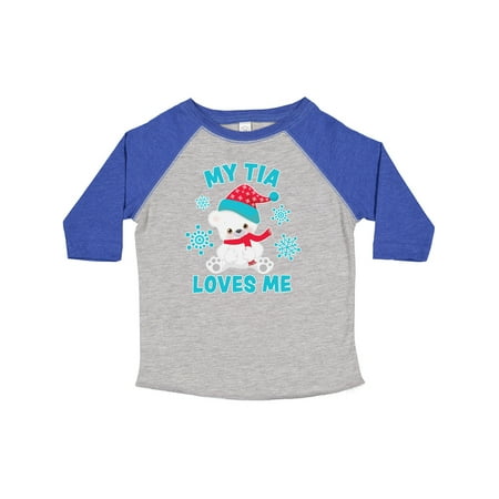 

Inktastic Polar Bear My Tia Loves Me in Santa Hat with Snowflakes Gift Toddler Boy or Toddler Girl T-Shirt